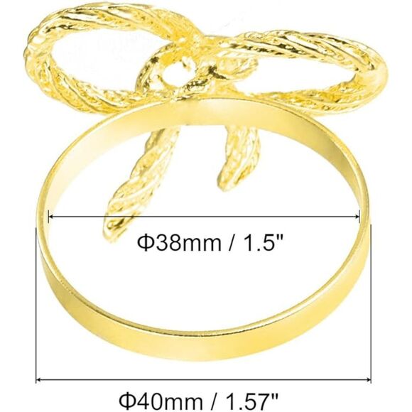 Bow-Knot Metal Napkin Rings, UXCELL, Gold Tone, NEW, Party Table Decor, Set of 6 - Picture 6 of 8